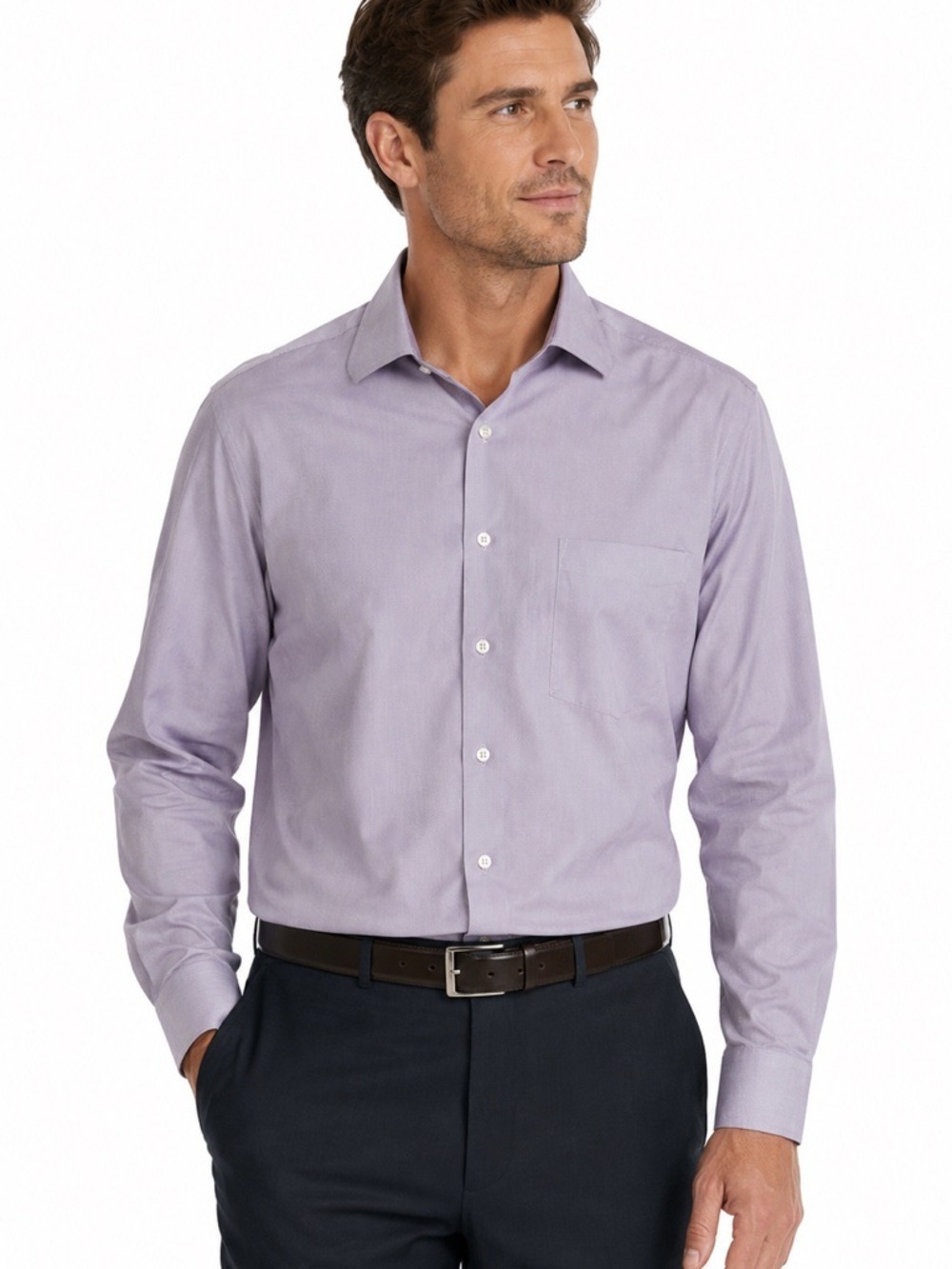 Lipson Fine Two Ply Yarn Purple Long Sleeved Career Business Dress Shirt L 16.5
